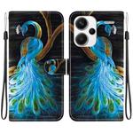 For Redmi Note 13 Pro+ 5G Crystal Texture Colored Drawing Leather Phone Case(Peacock)