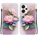 For Redmi Note 13 Pro+ 5G Crystal Texture Colored Drawing Leather Phone Case(Lotus)