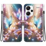 For Redmi Note 13 Pro+ 5G Crystal Texture Colored Drawing Leather Phone Case(Butterfly Love Flower)