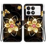 For Redmi K70 / K70 Pro Crystal Texture Colored Drawing Leather Phone Case(Gold Flower)