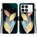 For Redmi K70 / K70 Pro Crystal Texture Colored Drawing Leather Phone Case(Colored Leaves)