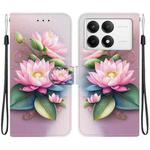 For Redmi K70 / K70 Pro Crystal Texture Colored Drawing Leather Phone Case(Lotus)