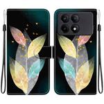 For Redmi K70E / Poco X6 Pro Crystal Texture Colored Drawing Leather Phone Case(Colored Leaves)