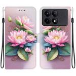 For Redmi K70E / Poco X6 Pro Crystal Texture Colored Drawing Leather Phone Case(Lotus)