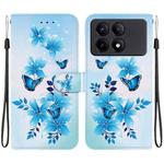 For Redmi K70E / Poco X6 Pro Crystal Texture Colored Drawing Leather Phone Case(Blue Butterflies)
