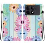 For Redmi K70E / Poco X6 Pro Crystal Texture Colored Drawing Leather Phone Case(Sunflowers)