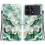 For Redmi K70E / Poco X6 Pro Crystal Texture Colored Drawing Leather Phone Case(Jade Flowers)