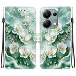 For Redmi Note 13 Pro 4G / Poco M6 Pro Crystal Texture Colored Drawing Leather Phone Case(Jade Flowers)