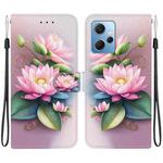 For Redmi Note 12 4G Global Crystal Texture Colored Drawing Leather Phone Case(Lotus)