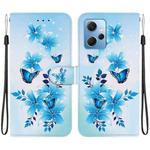 For Redmi Note 12 4G Global Crystal Texture Colored Drawing Leather Phone Case(Blue Butterflies)