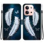 For Redmi 15C 4G 173.1mm / 15C 5G 173.1mm Crystal Texture Colored Drawing Leather Phone Case(White Butterfly Feathers)
