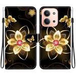 For Redmi 15C 4G 173.1mm / 15C 5G 173.1mm Crystal Texture Colored Drawing Leather Phone Case(Gold Flower)