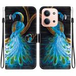 For Redmi 15C 4G 173.1mm / 15C 5G 173.1mm Crystal Texture Colored Drawing Leather Phone Case(Peacock)