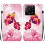 For Xiaomi 13T / 13T Pro Crystal Texture Colored Drawing Leather Phone Case(Pink Butterflies)