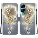 For Honor 90 Lite Crystal Texture Colored Drawing Leather Phone Case(Sika Deer)