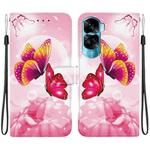 For Honor 90 Lite Crystal Texture Colored Drawing Leather Phone Case(Pink Butterflies)