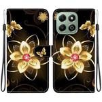 For Honor X6b Crystal Texture Colored Drawing Leather Phone Case(Gold Flower)