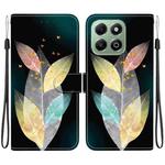 For Honor X6b Crystal Texture Colored Drawing Leather Phone Case(Colored Leaves)