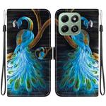 For Honor X6b Crystal Texture Colored Drawing Leather Phone Case(Peacock)