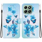 For Honor X6b Crystal Texture Colored Drawing Leather Phone Case(Blue Butterflies)