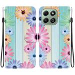 For Honor X6b Crystal Texture Colored Drawing Leather Phone Case(Sunflowers)