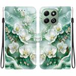 For Honor X6b Crystal Texture Colored Drawing Leather Phone Case(Jade Flowers)