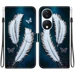 For Honor X7b / Play 50 Plus Crystal Texture Colored Drawing Leather Phone Case(White Butterfly Feathers)