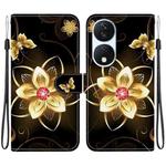 For Honor X7b / Play 50 Plus Crystal Texture Colored Drawing Leather Phone Case(Gold Flower)