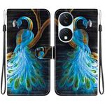 For Honor X7b / Play 50 Plus Crystal Texture Colored Drawing Leather Phone Case(Peacock)