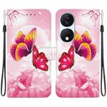 For Honor X7b / Play 50 Plus Crystal Texture Colored Drawing Leather Phone Case(Pink Butterflies)