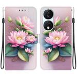 For Honor X7b / Play 50 Plus Crystal Texture Colored Drawing Leather Phone Case(Lotus)