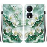 For Honor X7b / Play 50 Plus Crystal Texture Colored Drawing Leather Phone Case(Jade Flowers)