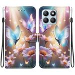 For Honor X8b Crystal Texture Colored Drawing Leather Phone Case(Butterfly Love Flower)