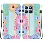 For Honor X8b Crystal Texture Colored Drawing Leather Phone Case(Sunflowers)