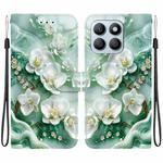 For Honor X8b Crystal Texture Colored Drawing Leather Phone Case(Jade Flowers)