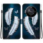 For Honor X9b / Magic6 Lite Crystal Texture Colored Drawing Leather Phone Case(White Butterfly Feathers)