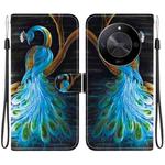 For Honor X9b / Magic6 Lite Crystal Texture Colored Drawing Leather Phone Case(Peacock)