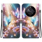 For Honor X9b / Magic6 Lite Crystal Texture Colored Drawing Leather Phone Case(Butterfly Love Flower)