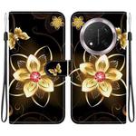 For Honor X9c Crystal Texture Colored Drawing Leather Phone Case(Gold Flower)