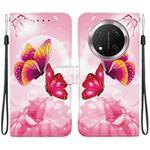 For Honor X9c Crystal Texture Colored Drawing Leather Phone Case(Pink Butterflies)