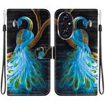 For Honor 200 5G Crystal Texture Colored Drawing Leather Phone Case(Peacock)