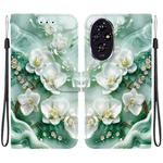 For Honor 200 5G Crystal Texture Colored Drawing Leather Phone Case(Jade Flowers)