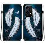 For Honor 200 Lite Global Crystal Texture Colored Drawing Leather Phone Case(White Butterfly Feathers)