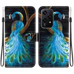 For Honor 200 Lite Global Crystal Texture Colored Drawing Leather Phone Case(Peacock)