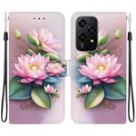 For Honor 200 Lite Global Crystal Texture Colored Drawing Leather Phone Case(Lotus)