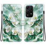 For Honor 200 Lite Global Crystal Texture Colored Drawing Leather Phone Case(Jade Flowers)