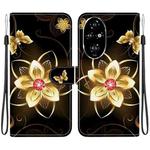 For Honor 200 Pro 5G Crystal Texture Colored Drawing Leather Phone Case(Gold Flower)