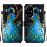 For Honor 200 Pro 5G Crystal Texture Colored Drawing Leather Phone Case(Peacock)