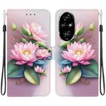 For Honor 200 Pro 5G Crystal Texture Colored Drawing Leather Phone Case(Lotus)