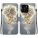 For Honor X6a Crystal Texture Colored Drawing Leather Phone Case(Sika Deer)